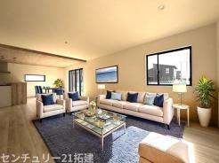 リビング　2026年2月6日撮影♪大きな窓のあるリビングは、陽光あふれる明るい空間です。居心地良く、ご家族皆がゆったり寛げる憩いの空間となりそうです♪家具はCGになります。