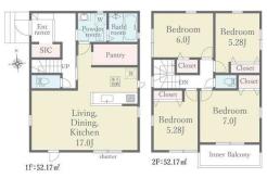 間取り　開放感のあるリビングで家族団らんステキな時間を♪
図面と現況が異なる場合は現況優先とさせていただきます。