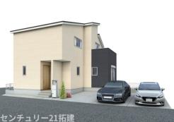 外観 外観パースです♪がっちりした骨組みで安心!保険により万が一の瑕疵(欠陥)補償費用を10年サポート♪