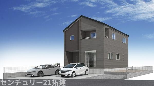 外観 外観パースです♪がっちりした骨組みで安心!保険により万が一の瑕疵(欠陥)補償費用を10年サポート♪