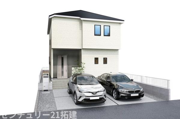 外観　外観パースです♪がっちりした骨組みで安心！保険により万が一の瑕疵(欠陥)補償費用を１０年サポート♪
